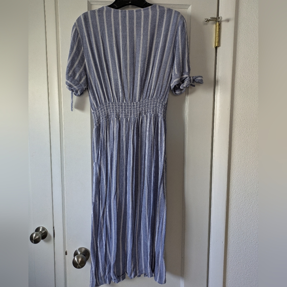 Striped Blue Button-Down Dress - image 3